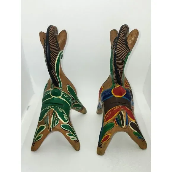 Vintage 70's Mexican Tonala Ceramic Coin Horse Figurines
